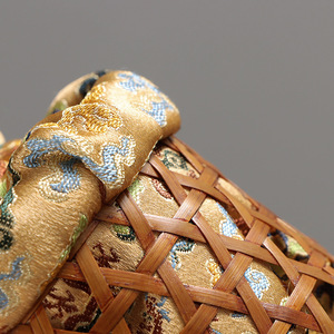 Bamboo Woven <b>Teacup</b> Cage Round Dustproof Cover Handmade Cloth Bag For Jianzhan Tea Set Gift Packaging - Product Image 3