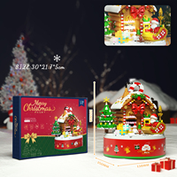 Divertido y Creativo Kit de Bloques de Construcción Navideños, Caja Musical de Plástico con Luz, Marco de Fotos 3D, Ladrillos de Casa Transformables, Juguete Modelo