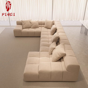 Ensemble de canapé modulaire moderne et polyvalent avec coussins en peluche en tissu semblable à du lin pour les salons de la maison Salon Canapé de chambre d'appartement - Product Image 4