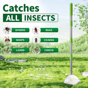 Attrape-insectes pliable d'intérieur et d'extérieur en acier inoxydable avec long manche carré, outil solide et écologique pour attraper les guêpes, les mouches et les insectes - Product Image 4