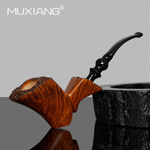 Muxiang Handmade Burl Wood Pipe Free Type Tobacco Pipe For Men Smoking Accessory - Product Image 1
