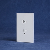 Plaque PC ignifuge, nouvelle conception élégante, prise 3 pôles standard américaine avec ports USB A+C pour maison moderne