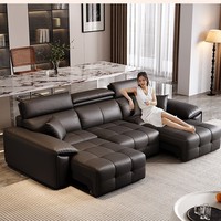 Herstellergroßhandel Italienisches Modernes Minimalistisches Wohnzimmer Echtleder Elektrisches Sofa Multifunktionales Rindsleder-Wandsofa-Set