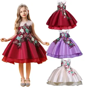 2023 Summer Princess Party Flower Wedding Gown Night Dress For Birthday Toddler Girl 6-12 Years Old Kids Clothing Baby Clothes