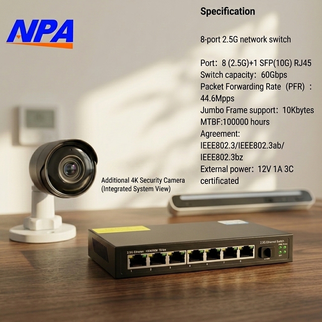 8 Port 2.5G Ethernet Network Switch with 1 X 10G SFP Uplink Stackable Plug and Play for IP Camera/WiFi AP-in Stock