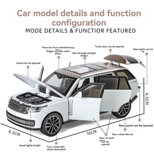 Alloy Diecast 1:32 <strong>Range</strong> <strong>Rover</strong> SV Model Sound &amp; Light Pullback Features Open Metal Car Display Collection <strong>Toy</strong> - Product Image 3