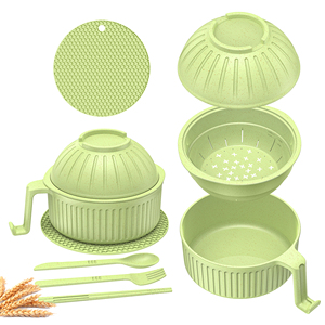 Custom Logo Cereal Bowls Food Container Plastic Plates Wheat Straw Bowl Instant Noodle Microwave <b>Ramen</b> Bowl <b>Set</b> - Product Image 5