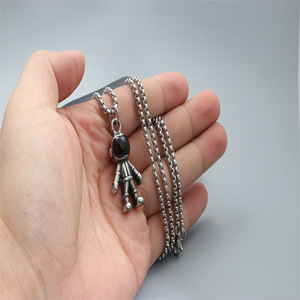 yunnique Astronaut Pendant Necklace Stainless Steel Cartoon Doll Unisex Gift Jewelry - Product Image 2