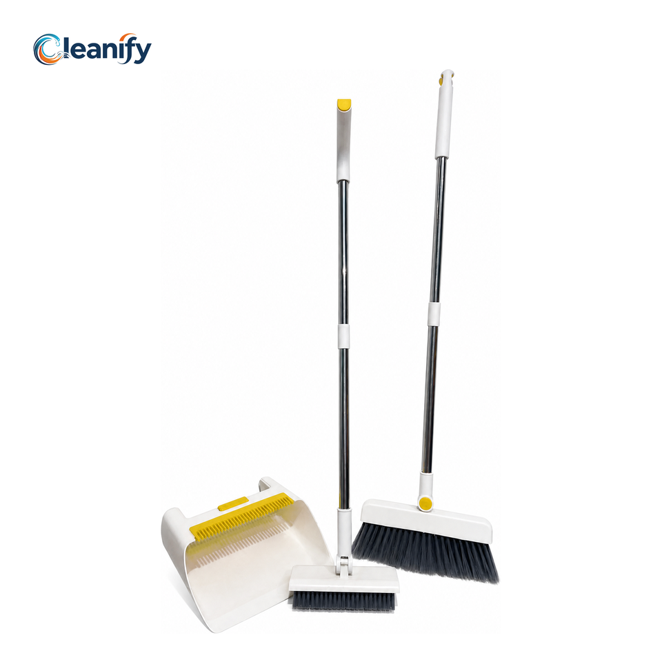 Slide Design With Numbers Space Saving Detachable Broom Dustpan Set Split Pole Modular Design ...