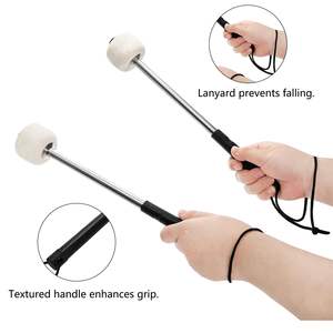 Mazos De <span class=keywords><strong>bombo</strong></span> con cabeza de fieltro de 12 pulgadas con mango de acero inoxidable, baquetas de percusión para instrumentos musicales - Product Image 4