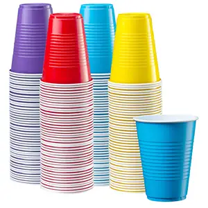 Groothandel Kleuren Drinken Pp Wegwerp Partij Plastic Beker Herbruikbare 12/16 Oz Custom Bier Pong Set Spel Stevige Rode Beker