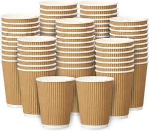 แก้วกาแฟกระดาษคราฟท์ขนาด 7 ออนซ์ ลายริ้ว พิมพ์โลโก้ ใช้แล้วทิ้ง - Product Image 1