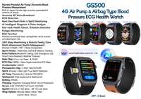 Reloj Inteligente GS500 4G con Tarjeta Nano SIM, Bomba de Aire, HRV, ECG, Frecuencia Cardíaca, Oxígeno en Sangre, Monitor de Salud y Fitness, Llamadas Bluetooth, Reloj Inteligente Cuadrado
