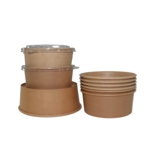 Récipients alimentaires en papier kraft rond biodégradable en vrac prêts <span class=keywords><strong>à</strong></span> <span class=keywords><strong>emporter</strong></span> - Product Image 2