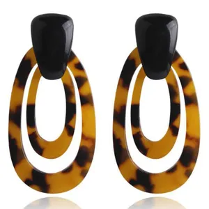 Yiwu yanyan jewelry co ltd fashion printed acrylic earrings jewelry custom exaggerated acrylic hoop earrings for women