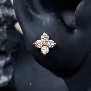 Moissanite Stud <b>Earrings</b> <b>Four</b> <b>Leaf</b> <b>Clover</b> Design 925 Silver Post Claw Setting Everyday Wear Fashion Jewelry For Women - Product Image 1