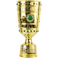 Trophée de football personnalisé en or, coupe de champion avec incrustation de pierre verte, design orné, base en métal poli, récompense sportive pour les vainqueurs