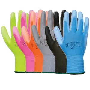 Safety Gloves EN388 Knitted Black Nylon PU Coated Gloves Work Safety Gloves