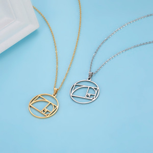 Collares de Acero Inoxidable con el Cubo de Metatrón, Espiral de <span class=keywords><strong>Fibonacci</strong></span>, Círculo, Triángulo, Proporción Áurea, Geometría, Joyería - Product Image 4