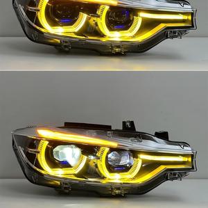 Fari a <span class=keywords><strong>LED</strong></span> per <span class=keywords><strong>BMW</strong></span> Serie 3 <span class=keywords><strong>F30</strong></span> F35 2013-2018, Stile Spoon, Doppio Colore DRL, Indicatore di Direzione Sequenziale, Lente Proiettore, Plug and Play - Product Image 2