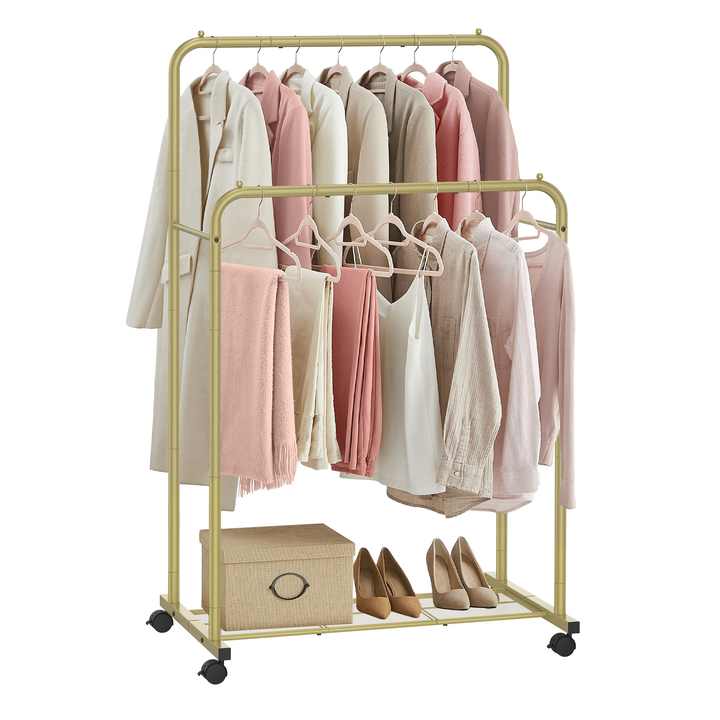 SONGMICS Golden Clothes Hanger Rack - Multifunctional Display