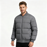 Blouson Bomber Homme Gris Léger et Chaud pour l'Hiver, Col Baseball, Personnalisable avec Logo, Marque Privée, Vente en Gros