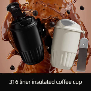 Taza termo de cerámica portátil moderna con asa para bebidas calientes o frías, café, agua, té para el hogar o viajes - Product Image 2