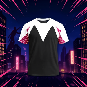 T-shirt ispirata a supereroi, nera, bianca, rosa, con grafica a ragnatela, per uomo e donna, cosplay da supereroe, streetwear - Product Image 3