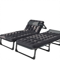 Lit de camping pliable en toile et métal, portable, 3 vitesses réglables, double usage, en promotion