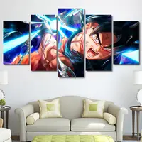 5 Buah Lukisan Bola Naga Dekorasi Rumah Lukisan Cetak Kanvas Gulungan Seni Abstrak Anime Kartun Goku
