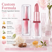 Rouge à lèvres de luxe à effet vague d'eau, tube transparent à paroi épaisse, dégradé or rose, végétalien, avec logo personnalisé, fournisseur OEM de maquillage en marque blanche