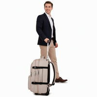 Sac à dos à roulettes grande capacité pour affaires et voyages, sac à dos trolley imperméable en Oxford pour les trajets quotidiens