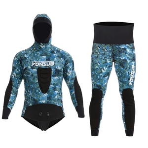 Traje de Neopreno YONSUB de 5mm, Celda Cerrada, Yamamoto, Dos Piezas, Color Verde Azulado, Chaqueta con Capucha y Pantalones, para Buceo y Apnea - Product Image 1