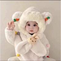 Gorro de Bebé con Bufanda Integrada, Protección para el Cuello, Lindo y Súper Adorable, Gorro de Protección para los Oídos para Niños en Otoño e Invierno