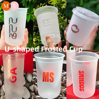 Gobelets en plastique jetables en PP injecté en forme de U pour Bubble Tea, café, jus et smoothies, avec logo personnalisé, 500 ml ou 700 ml