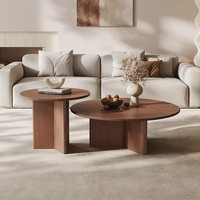 Table basse ronde en bois de noyer noir de style moderne du milieu du siècle, table basse simple et moderne pour salon