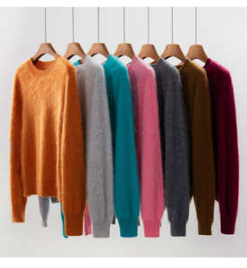 Nouveau Pull Femme Coréen Hiver 2026 Personnalisé 5% Cachemire 95% Laine Col Rond/Col V Sans Couture Brossé Couleur Unie Manches Longues - Product Image 6