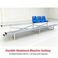 Banc de tribune en aluminium à 2 rangées avec dossier, garde-corps et conception de sécurité pour allée, fournisseur en gros, personnalisation OEM disponible