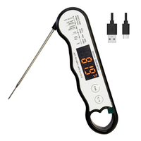 Thermomètre numérique rechargeable à lecture instantanée avec grand écran LED étanche pour aliments, four, cuisson, grillades, steak, dinde, cuisine domestique
