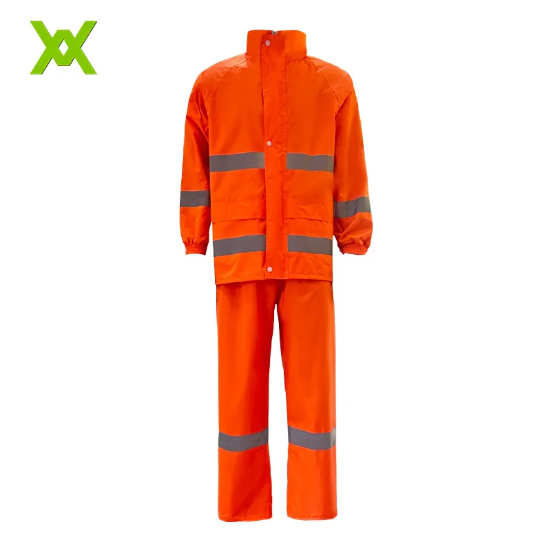 Hi Vis Safety Reflective Raincoat Jacket Suit and Pants Water Resistant Safety Rain Gear Raincoat