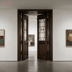 Demea Trung Quốc Thiết Kế Cổ Điển Đôi Lá Cửa Trước Với Gỗ Cứng Kết Thúc An Ninh Nhiệt Phá Vở Nhôm Lối Vào Cho Nhập - Product Image 5