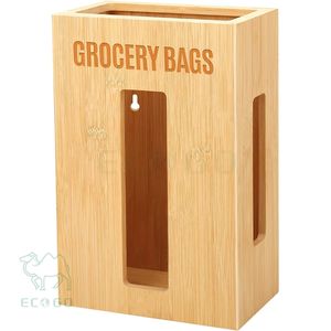 ถุงขยะไม้ไผ่สำหรับบ้านไร่ที่ใส่ถุงขยะสีขาวเครื่องจ่ายถุงขยะที่จัดระเบียบไม้สำหรับห้องครัว "แพ็คถังขยะของคุณ" - Product Image 3