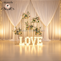 Support à fleurs rectangulaire élégant en métal doré ANNIELU, centre de table pour mariage, décoration de fête