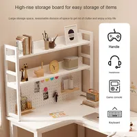 Bureau d'ordinateur d'angle en forme de L pour la maison et le bureau Bureau pliant et de jeu avec étagère intégrée pour chambre à coucher Bureau de travail pour filles