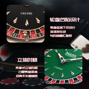 Mark fairwhale nam quay Roulette thạch anh Đồng hồ sòng bạc quay tay phát sáng Vòng đeo tay bằng thép không gỉ chống nước 30M - Product Image 5