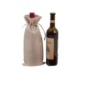 ถุงของขวัญผ้ากระสอบป่านแบบมีเชือกผูกสำหรับใส่ขวดไวน์  พร้อมลายพิมพ์ซับลิเมชั่น สำหรับตกแต่งคริสต์มาส - Product Image 1