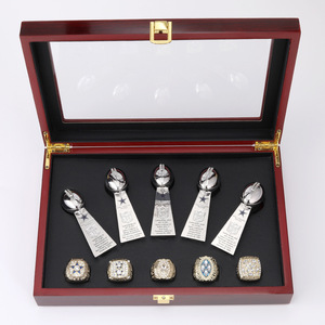 Anillos de Campeonato de los <span class=keywords><strong>Dallas</strong></span> Cowboys de la <span class=keywords><strong>NFL</strong></span>, Juego de 5 Anillos con Incrustaciones de Oro de 18K, Estilo de Anillo de Compromiso y Boda, con Logotipo de Trofeo - Product Image 2