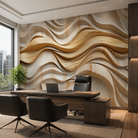 Papier peint mural 3D à texture de bois ondulé, panneau mural abstrait en bois sculpté et courbé pour le salon, la chambre à coucher, la décoration murale de la maison