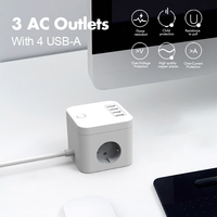 Bloc multiprise Vastfafa de haute qualité avec protection contre les surtensions, 3 prises, 4 ports USB, 4 ports Type-C, blanc, prise US/EU/UK, 16A, certifié CE RoHS KC