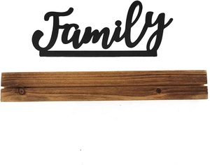 Tecnica dipinta a mano per la decorazione domestica Segno di parola del tavolo di famiglia in metallo in piedi con Base di blocco di legno - Product Image 3